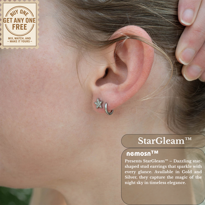 StarGleam™ Crystal Star Stud Earrings – 18K Gold & Silver Plated Dainty Sparkle Jewelry for Women | Nemosn™ Celestial-Inspired Collection