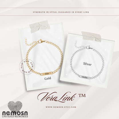 CurbLink™ Engravable Bar Bracelet – Personalized Name or Date Bracelet for Men & Women | Gold & Silver Chain | NEMOSN