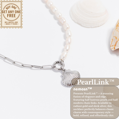 PearlLink™ Half Pearl Half Paperclip Necklace | Modern Baroque Pearl Chain | Gold & Silver Layering Jewelry