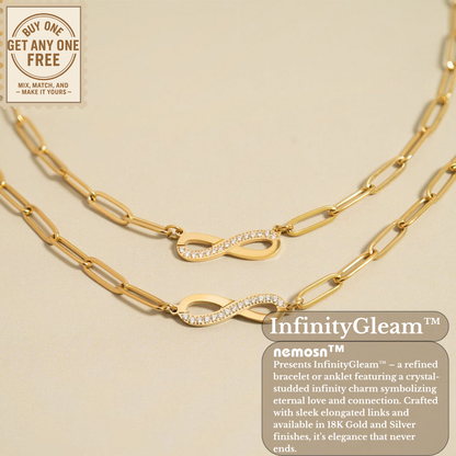 InfinityGleam™ 18K Gold & Silver Infinity Paperclip Chain Bracelet – Dainty Adjustable Symbol of Forever Love Jewelry for Women
