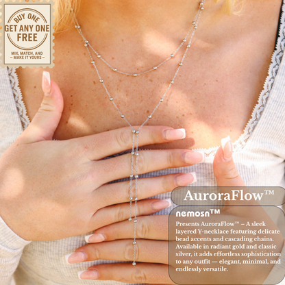 AuroraFlow™ Layered Y-Drop Necklace – Delicate Shine & Elegant Drape (Gold & Silver Options)