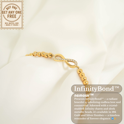 InfinityBond™ Beaded Infinity Bracelet – Adjustable Stainless Steel Bracelet in Gold & Silver | Everyday Wear Jewelry Gift for Her