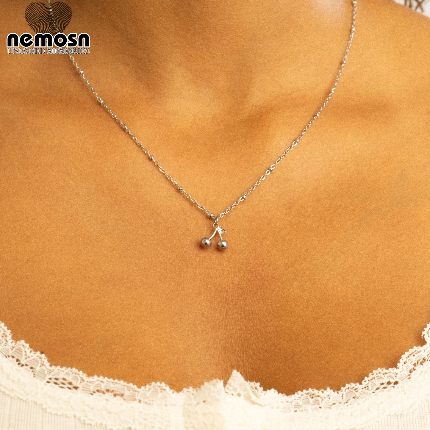 CherryGleam™ Pendant – 18K Gold & Silver Stainless Steel Double Cherry Charm | Playful, Minimalist & Symbolic Jewelry by Nemosn