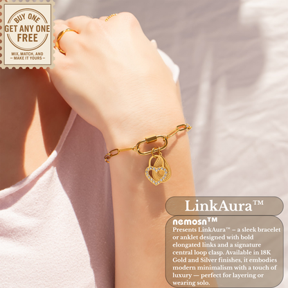 LinkAura™ Paperclip Chain Bracelet with Lock Charm – Adjustable Gold & Silver Bracelet | Minimalist Everyday Jewelry Gift for Her