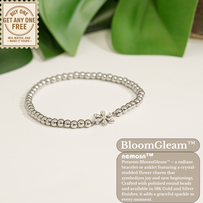 BloomGleam™ Sparkling Flower Beaded Bracelet – Gold & Silver Dainty Bracelet | Everyday Wear Jewelry Gift for Her