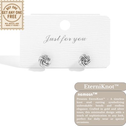 EterniKnot™ Love Knot Stud Earrings – 18K Gold & Silver Plated Symbolic Minimalist Jewelry for Women | Nemosn™ Eternal Bond Collection