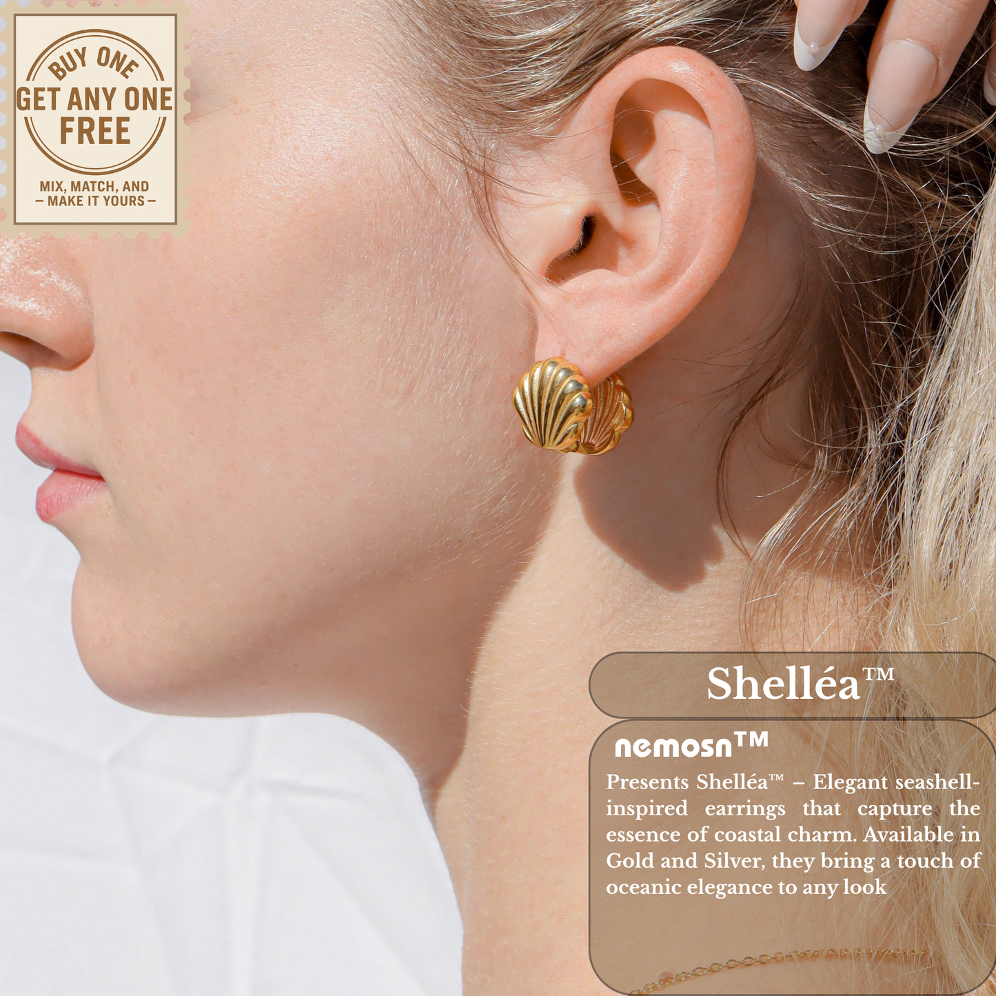 Shelléa™ Seashell Hoop Earrings – 18K Gold & Silver Plated Ocean-Inspired Jewelry for Women | Nemosn™ Elegant Summer Gift