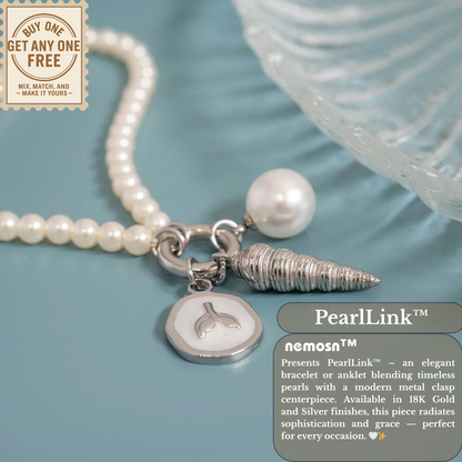 PearlLink™ Classic Pearl Beaded Bracelet with Modern Clasp – Available in Gold & Silver | Nemosn™ Timeless Elegance Collection
