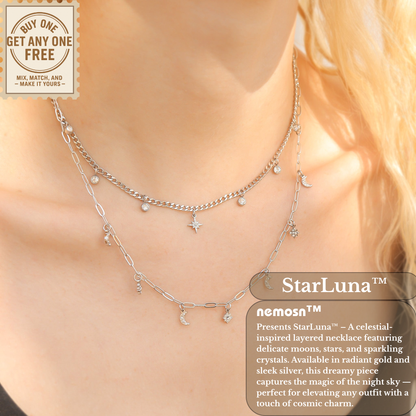StarLuna™ Celestial Layered Necklace – Moon & Star Charm Constellation Design (Gold & Silver Options)
