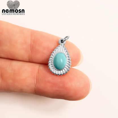 TearLuxe™ – Teardrop Turquoise Pendant in 18K Gold & Silver Finish