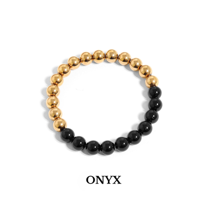 DualAura™ Gemstone Harmony Bracelet – Available in Gold & Silver with Turquoise, Howlite, Onyx & Pearl | Nemosn™ Balance & Energy Jewelry
