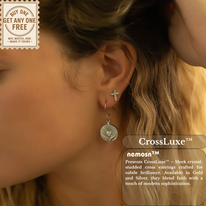CrossLuxe™ Crystal Cross Stud Earrings – 18K Gold & Silver Plated Faith-Inspired Minimalist Jewelry for Women | Nemosn™ Grace Collection