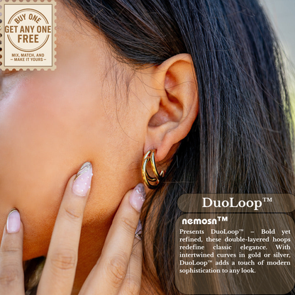 DuoLoop™ Double Hoop Earrings – Modern Minimalist 18K Gold & Silver Statement Hoops