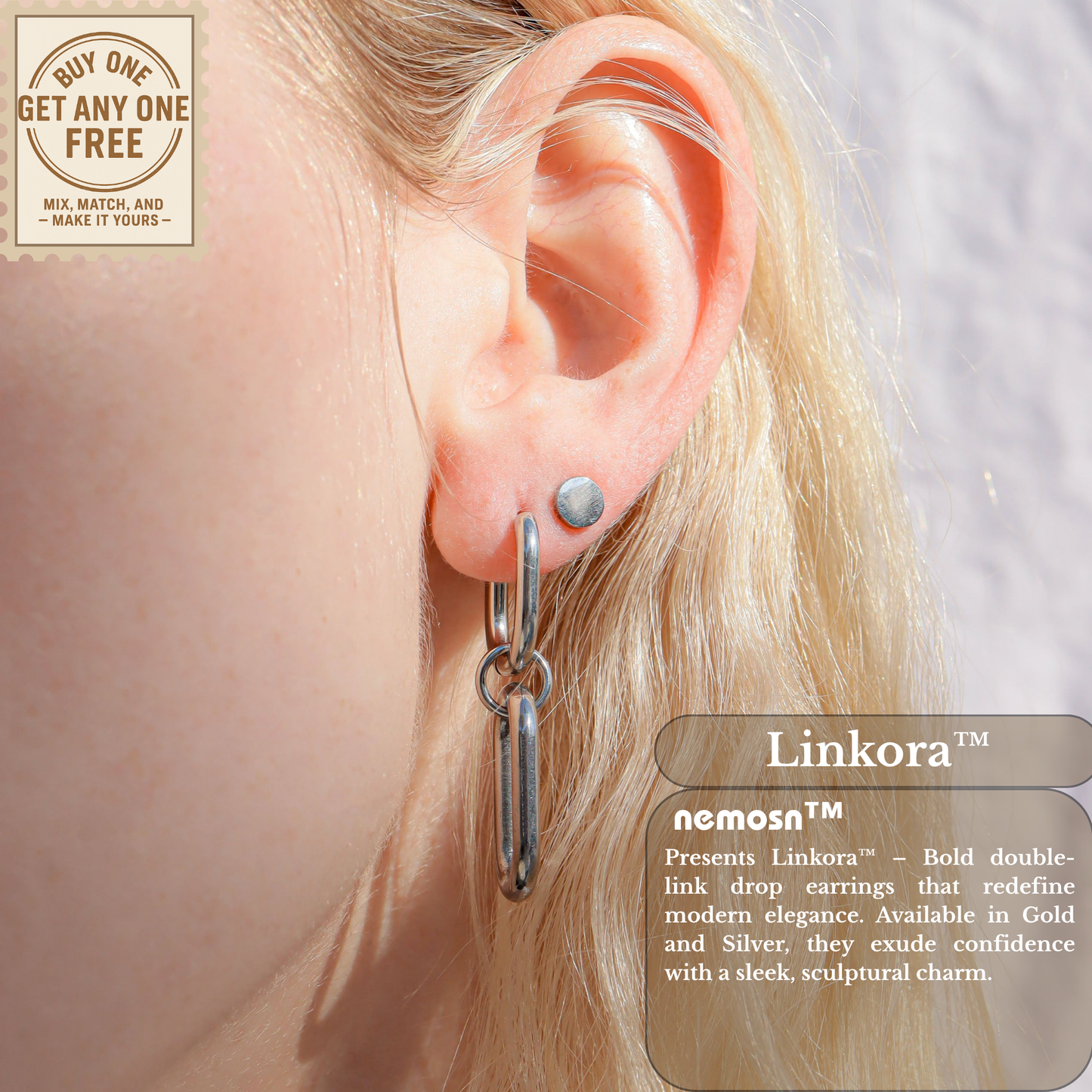 Linkora™ Bold Double-Link Drop Earrings – 18K Gold, Silver & Dual-Tone Statement Hoops