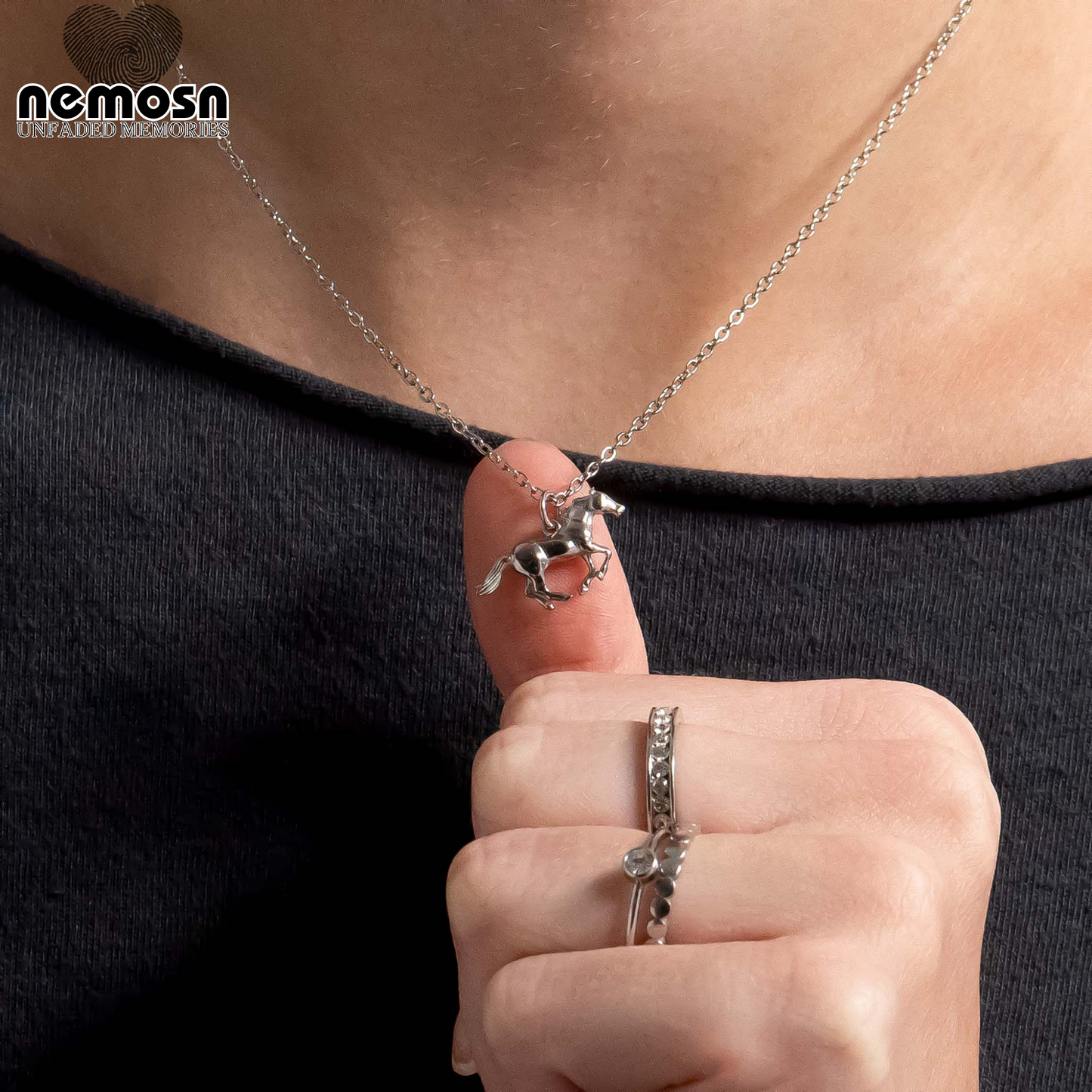 GallopGrace™ – Running Horse Charm Pendant in Gold & Silver