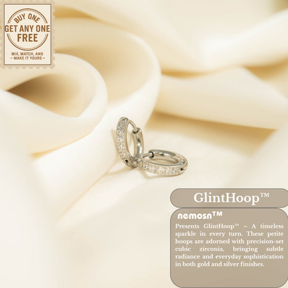 GlintHoop™ Classic Crystal Mini Hoops – 18K Gold & Silver Plated Elegant Everyday Earrings for Women | Nemosn™ Timeless Sparkle Collection