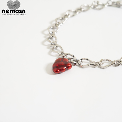 BerryBliss™ – Red Grape Cluster Pendant in Gold & Silver | Glossy Fruit Charm Necklace by Nemosn