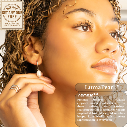 LumaPearl™ Classic Drop Pearl Hoop Earrings – 18K Gold & Silver Plated Minimalist Elegance | Nemosn™ Timeless Collection