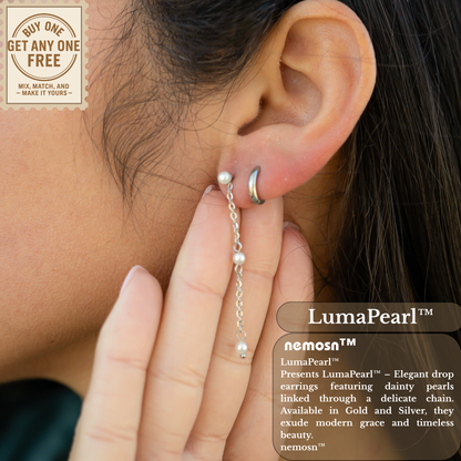 LumaPearl™ Elegant Drop Chain Earrings – 18K Gold & Silver Plated Dangle with Mini Pearls | Nemosn Jewelry