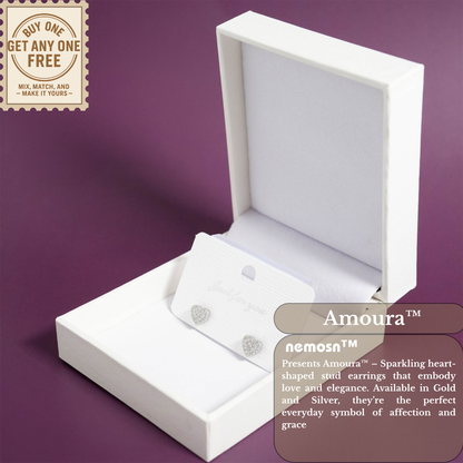 Amoura™ Crystal Heart Stud Earrings – 18K Gold & Silver Plated Romantic Jewelry for Women | Nemosn™ Dainty Love-Inspired Collection