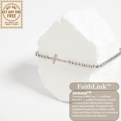 FaithLink™ Cross Beaded Bracelet – Gold & Silver Christian Bracelet | Everyday Wear Faith Jewelry Gift for Her