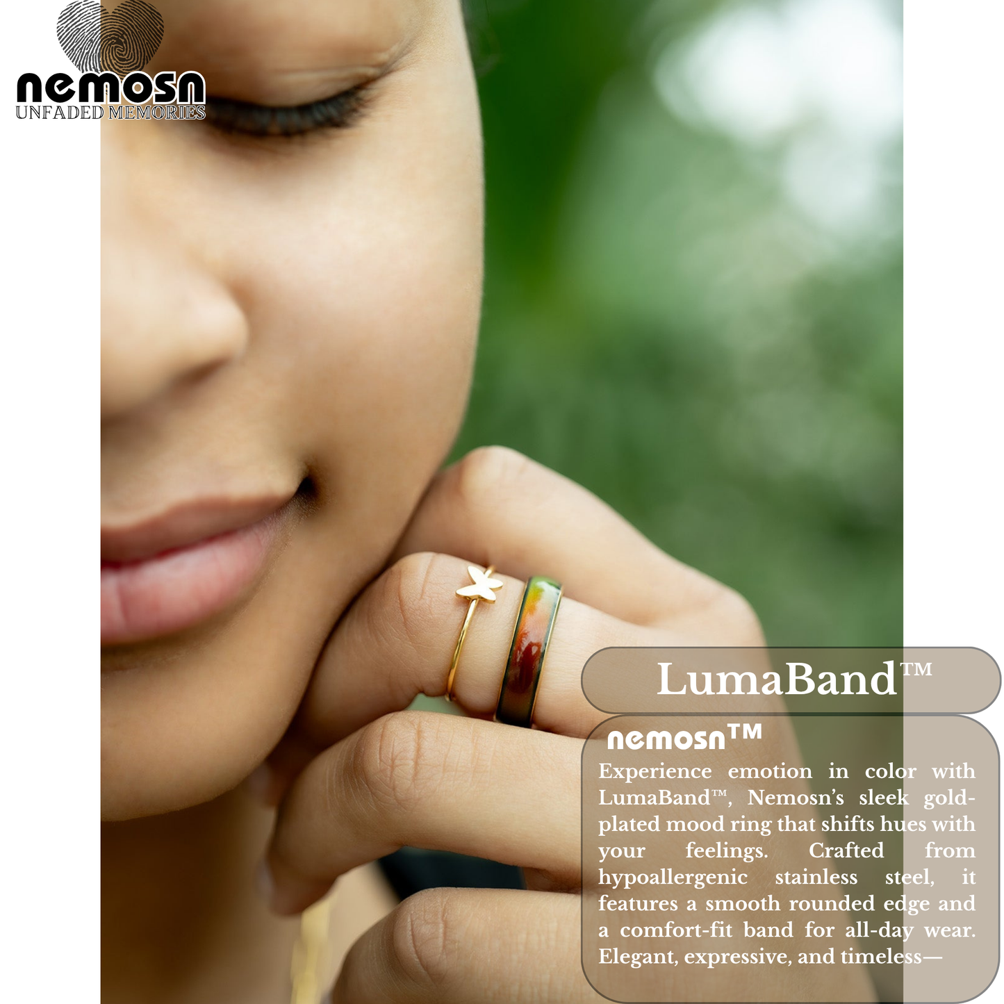LumaBand™ Gold Mood Ring – Color Changing Stainless Steel Comfort Fit Ring