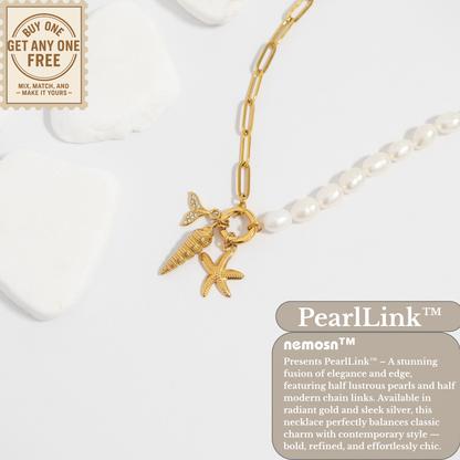 PearlLink™ Half Pearl Half Paperclip Necklace | Modern Baroque Pearl Chain | Gold & Silver Layering Jewelry