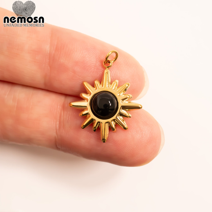 SolarEclipse™ – Radiant Sun Pendant in 18K Gold & Silver Finish