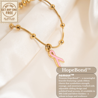 HopeBond™ Awareness Ribbon Adjustable Bracelet – Support, Strength & Solidarity (Gold & Silver Options)