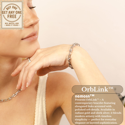 OrbLink™ Modern Beaded Link Chain Bracelet – Gold & Silver Adjustable Bracelet | Minimalist Everyday Jewelry Gift for Her
