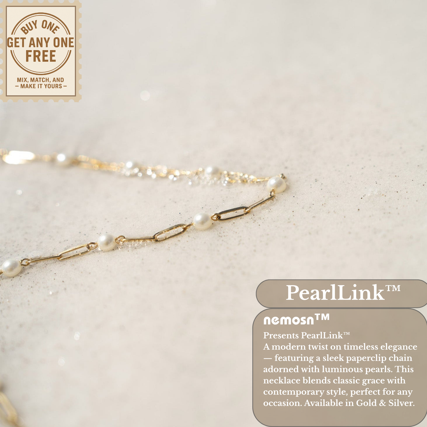 PearlLink™ Modern Paperclip & Pearl Chain Necklace – Minimal Elegant Statement (Gold & Silver Options)