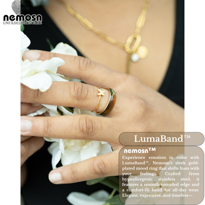 LumaBand™ Gold Mood Ring – Color Changing Stainless Steel Comfort Fit Ring