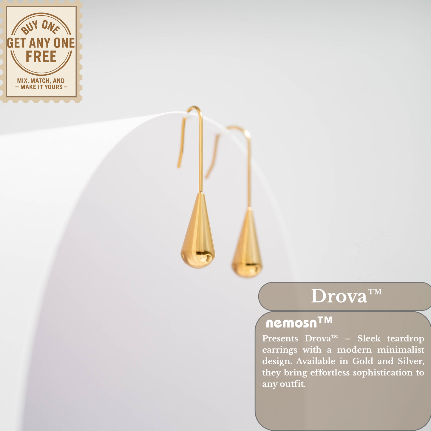 Drova™ Modern Teardrop Earrings – 18K Gold & Silver Plated Minimalist Dangle Design | Nemosn Jewelry
