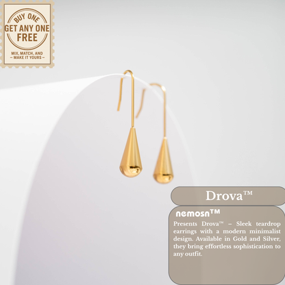 Drova™ Modern Teardrop Earrings – 18K Gold & Silver Plated Minimalist Dangle Design | Nemosn Jewelry
