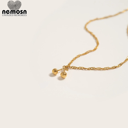 CherryGleam™ Pendant – 18K Gold & Silver Stainless Steel Double Cherry Charm | Playful, Minimalist & Symbolic Jewelry by Nemosn