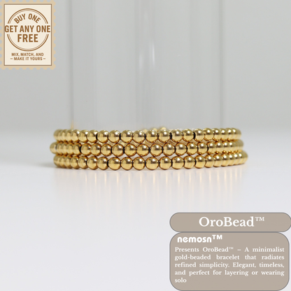 OroBead™ 18K Gold Beaded Bracelet – Available in 4mm, 5mm, 6mm & 8mm | Nemosn™ Minimal Luxe Jewelry