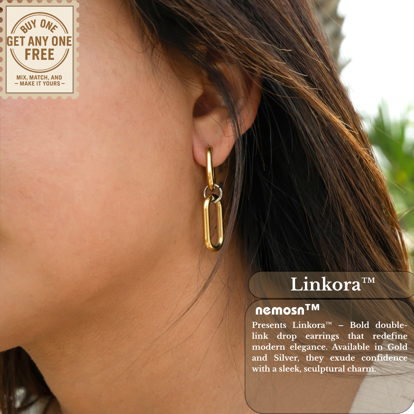 Linkora™ Bold Double-Link Drop Earrings – 18K Gold, Silver & Dual-Tone Statement Hoops