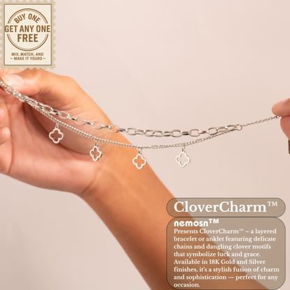 CloverCharm™ Layered Clover Bracelet – Adjustable Gold & Silver Chain Bracelet | Elegant Everyday Jewelry Gift for Her