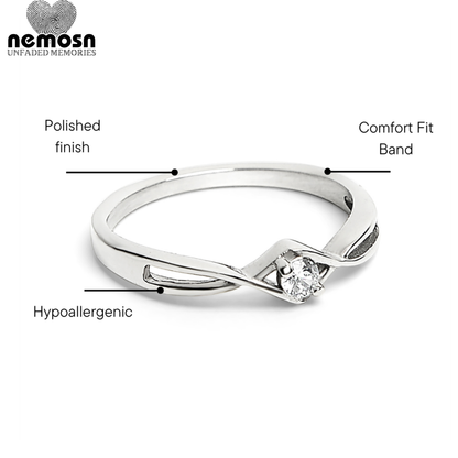 GlintLuxe™ — Elegant Twist Solitaire Ring with Polished Finish