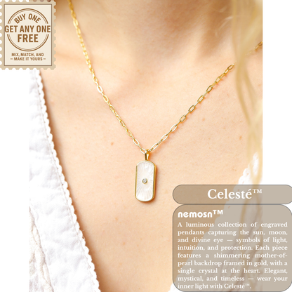 NovaCharm™ Celestial Pendant Necklace – Star & Moon, Sunburst, and Evil Eye Designs in 18K Gold | Nemosn™ Radiance Collection