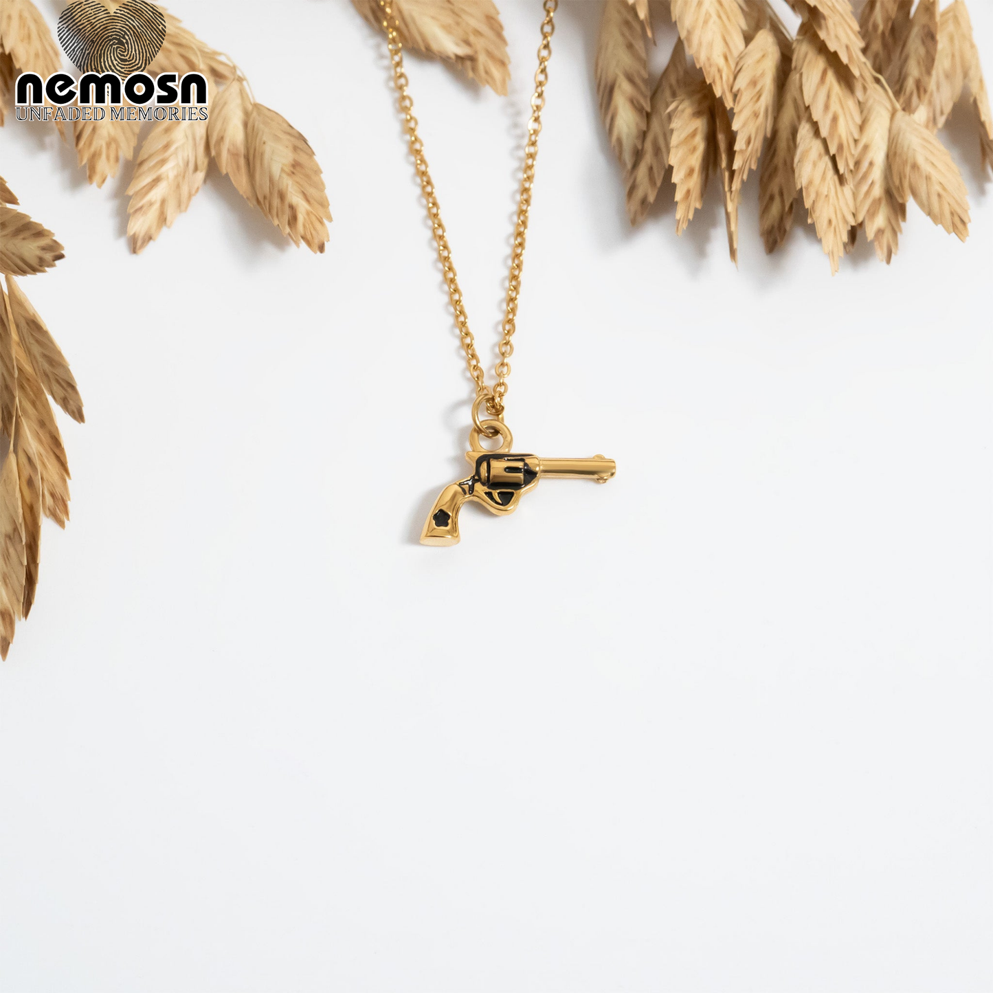 RebelCharm™ – Revolver Pendant in Gold & Silver | Bold Western-Style Charm by Nemosn