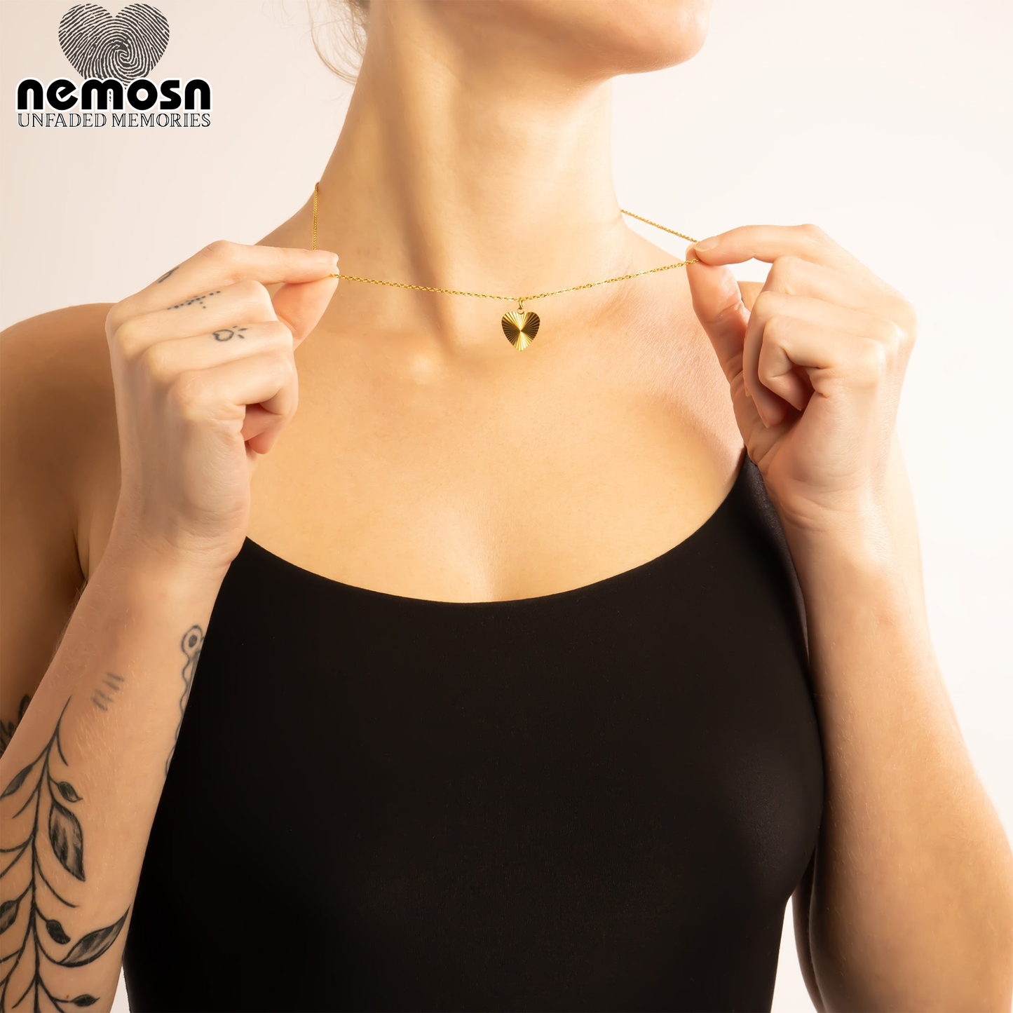 RadiantHeart™ – Textured Heart Pendant in 18K Gold & Silver Finish
