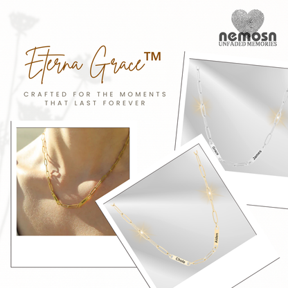 ChainLuxe™ Engravable Bar Necklace – Personalized Name or Date Necklace for Women | Gold & Silver Paperclip Chain | NEMOSN