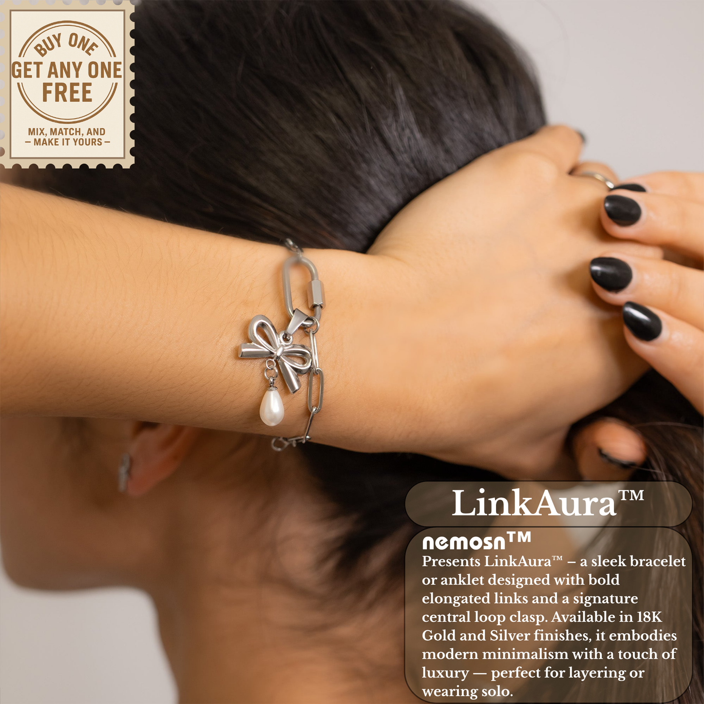LinkAura™ Paperclip Chain Bracelet with Lock Charm – Adjustable Gold & Silver Bracelet | Minimalist Everyday Jewelry Gift for Her