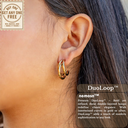 DuoLoop™ Double Hoop Earrings – Modern Minimalist 18K Gold & Silver Statement Hoops