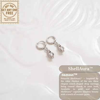 ShellAura™ Coastal Charm Hoop Earrings – 18K Gold & Silver Plated Seashell Dangle Jewelry | Nemosn™ Ocean-Inspired Collection