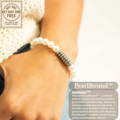 PearlBound™ Elegant Faux Pearl Bracelet | 18K Gold / Silver Accent | Waterproof, Tarnish-Free | Timeless Minimal Style