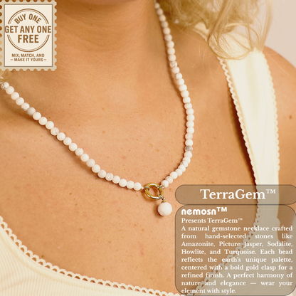 TerraGem™ Natural Gemstone Beaded Necklace – Howlite, Sodalite, Picture Jasper, Amazonite & Turquoise | Nemosn™ Signature Earth Collection