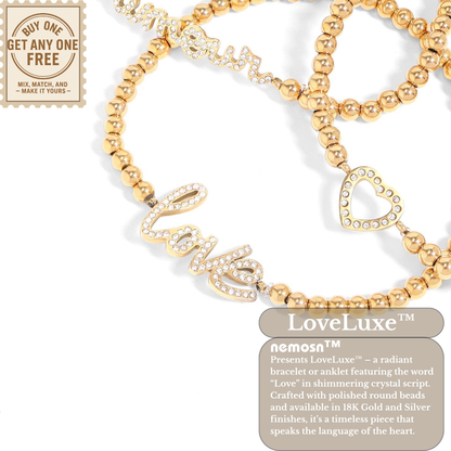 LoveLuxe™ 18K Gold & Silver Beaded “LOVE” Bracelet