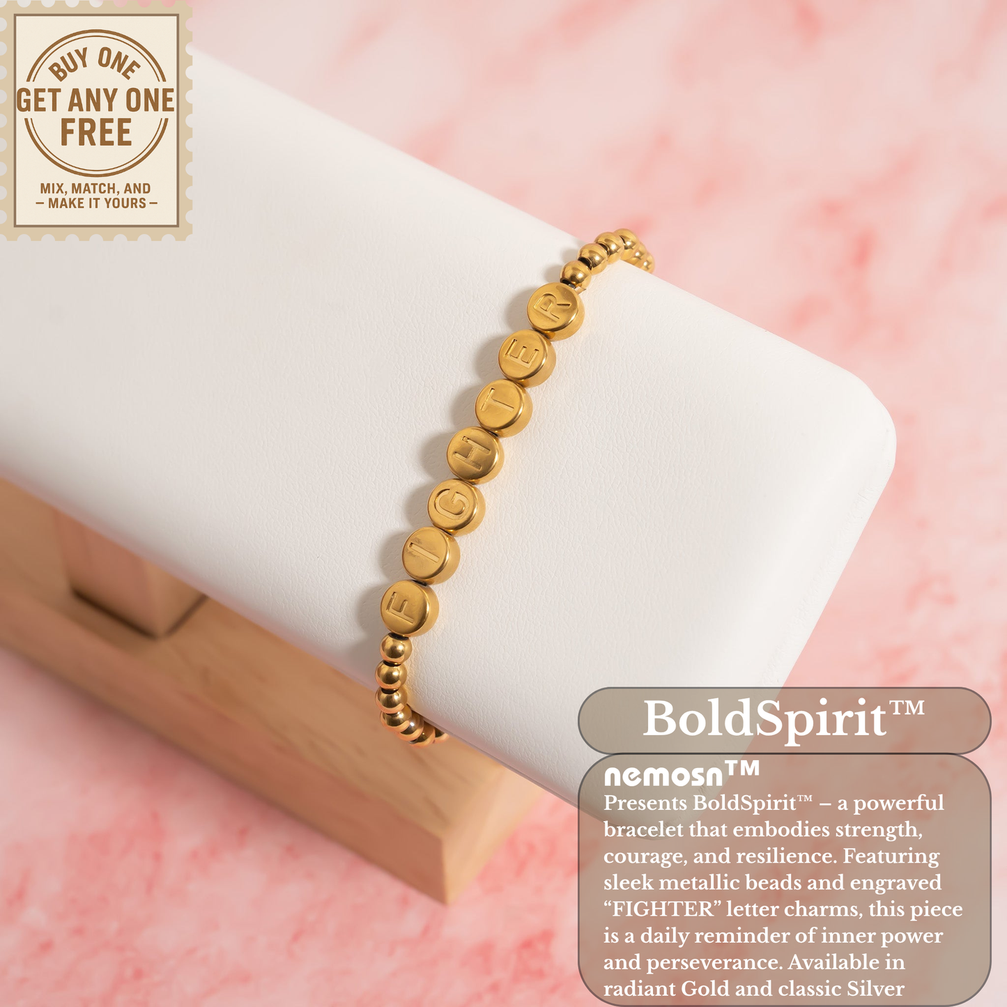 BoldSpirit™ Inspirational Letter Bead Bracelet – Strength, Courage & Confidence (Gold & Silver Options)